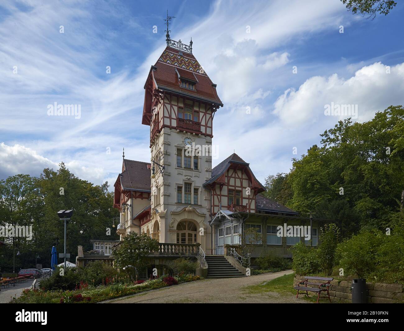 Haus Theresienstein im Bürgerpark von Hof (Saale), Oberfranken, Bayern, Deutschland Stockfoto