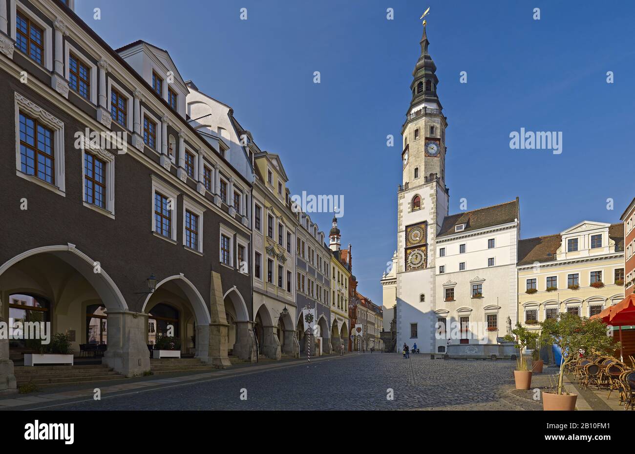 Altes Rathaus am Niedermarkt von Görlitzer, Sachsen, Deutschland Stockfoto