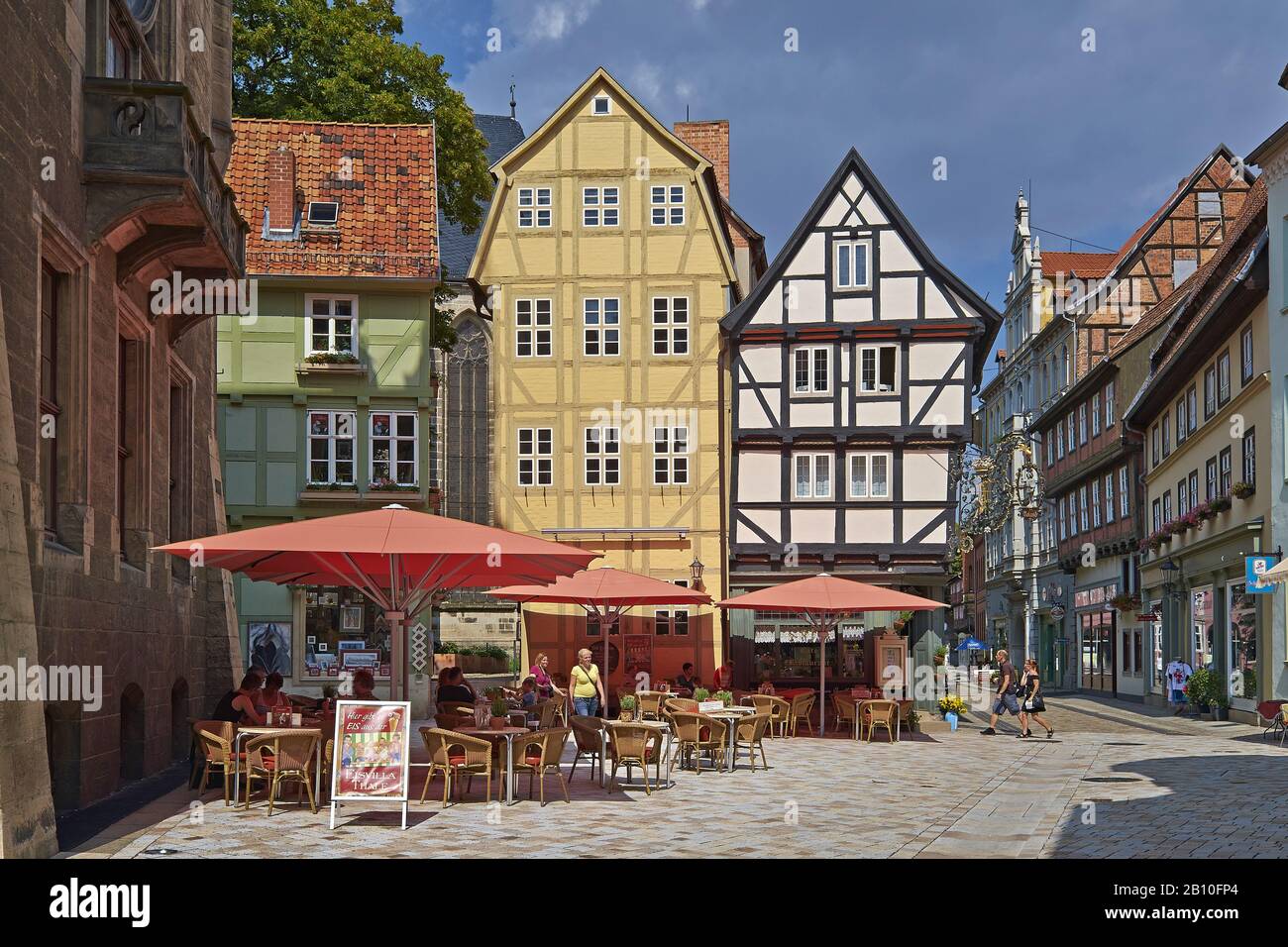 Café in 7 Häusern, Breite Straße, Quedlinburg, Sachsen-Anhalt, Deutschland Stockfoto