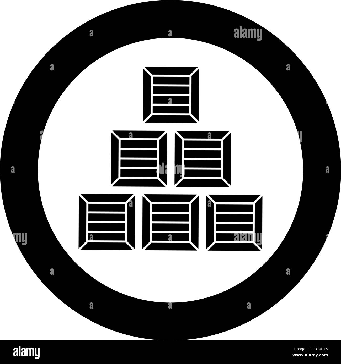 Pyramide Kisten Holz Boxen Container Symbol im Kreis rund schwarz Farbe Vektor Illustration flach Stil einfach Bild Stock Vektor