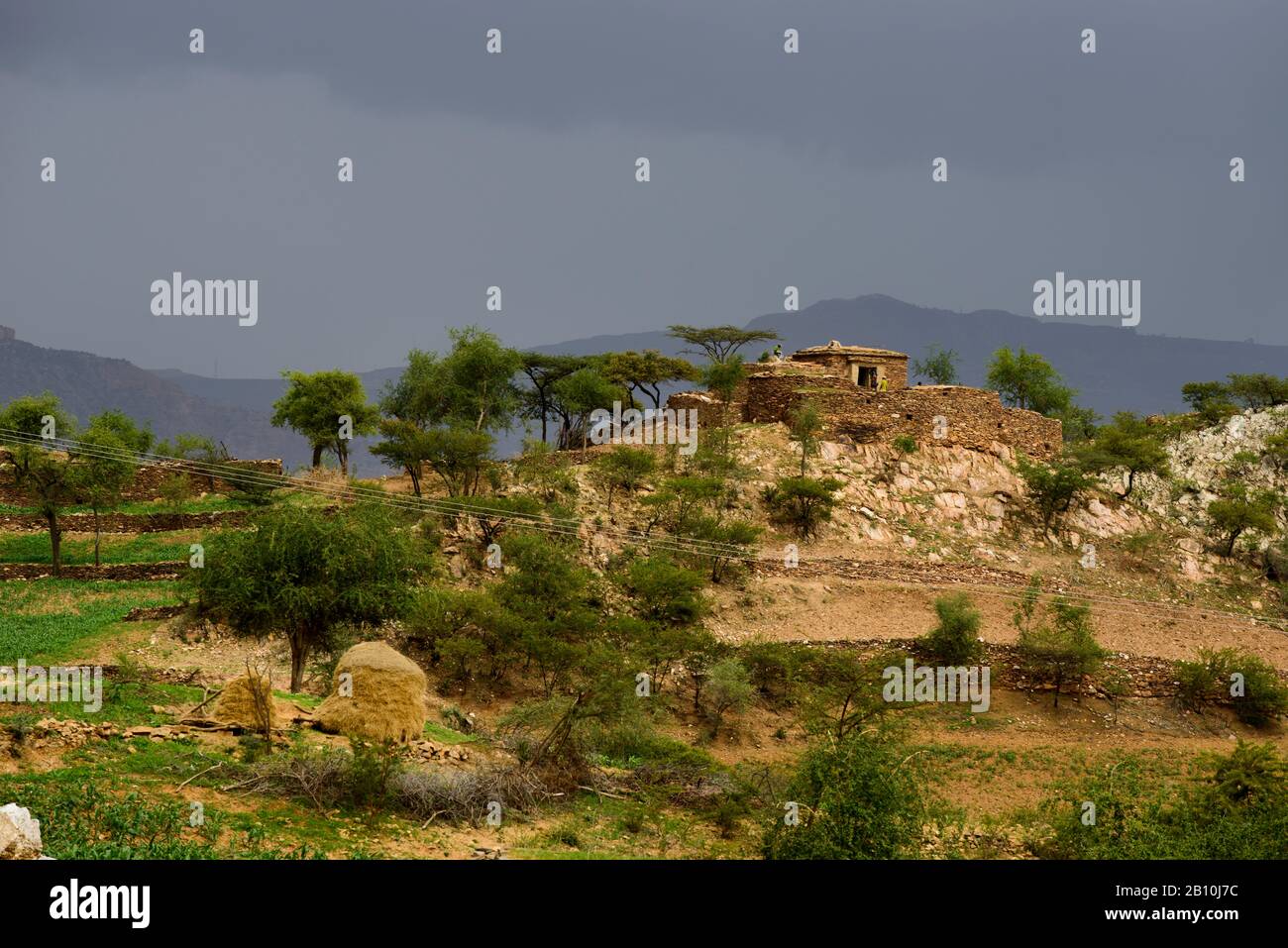 Traditionelle Steinhäuser von Tigray, Äthiopien Stockfoto