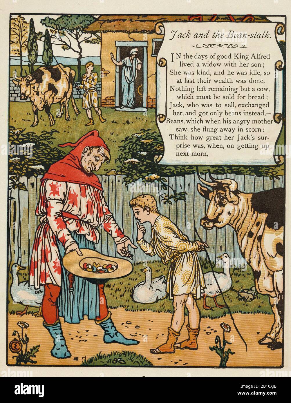 Jack und der Bohnenstiel - Illustration von Walter Cane (219-299) Stockfoto
