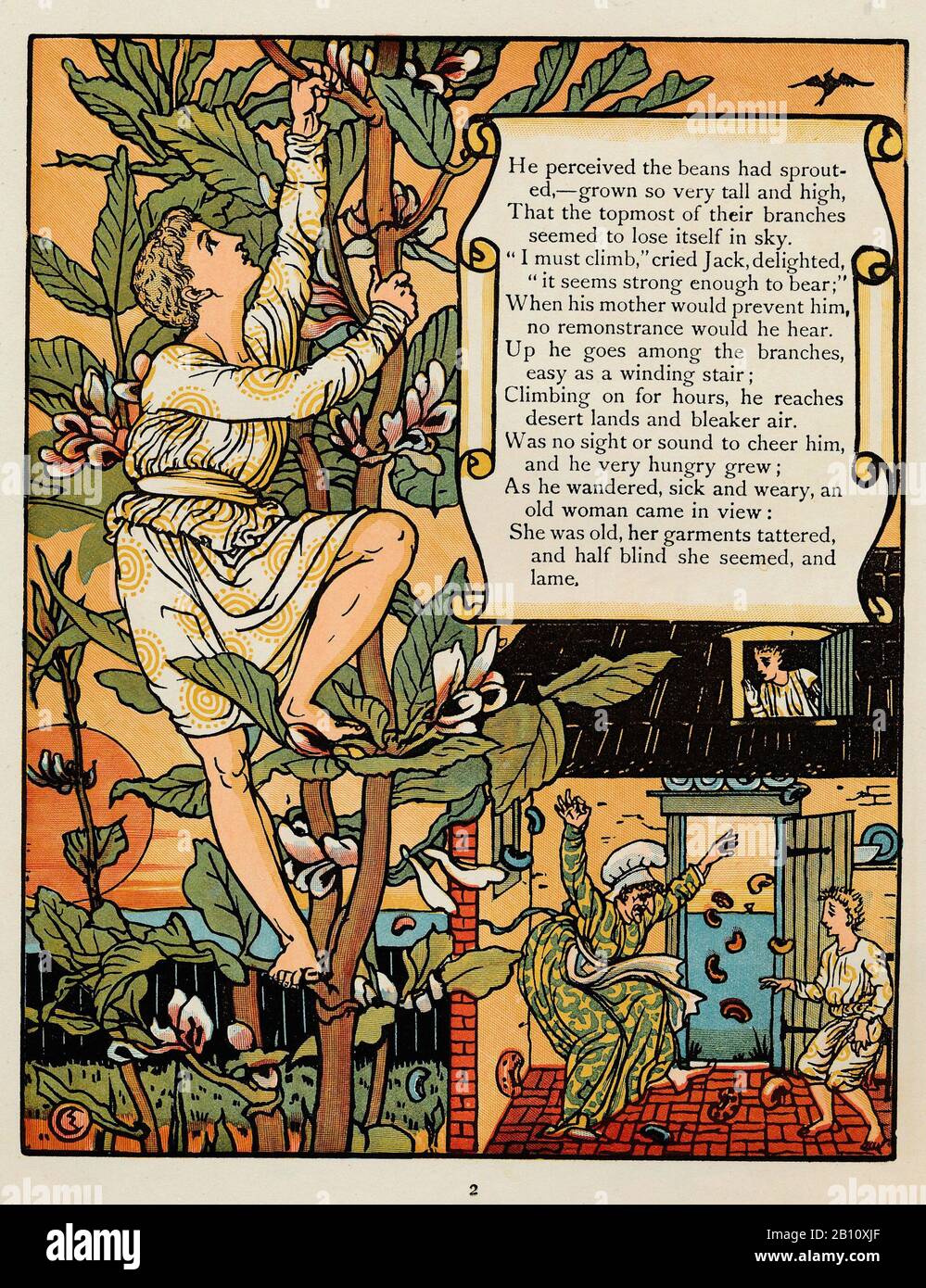 Jack und der Bohnenstiel - Illustration von Walter Cane (219-299) Stockfoto