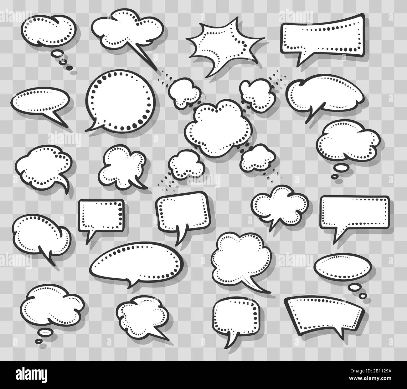 Satz von Vintage-Sprechblasen isoliert auf transparentem Hintergrund. Vektorgrafiken. Stock Vektor