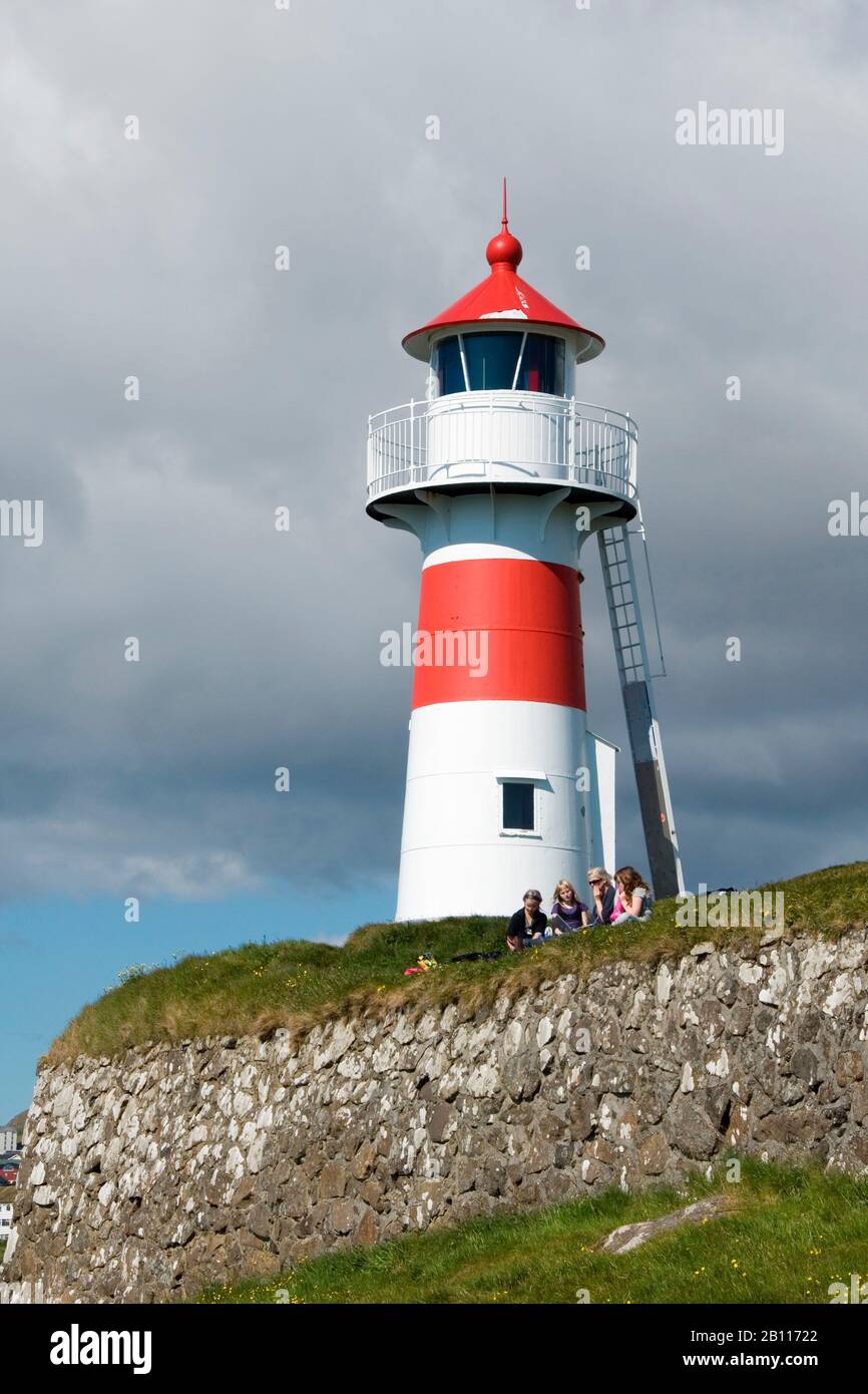 Leuchtturm von Torshavn, Dänemark, Färöer, Thorshaven Stockfoto