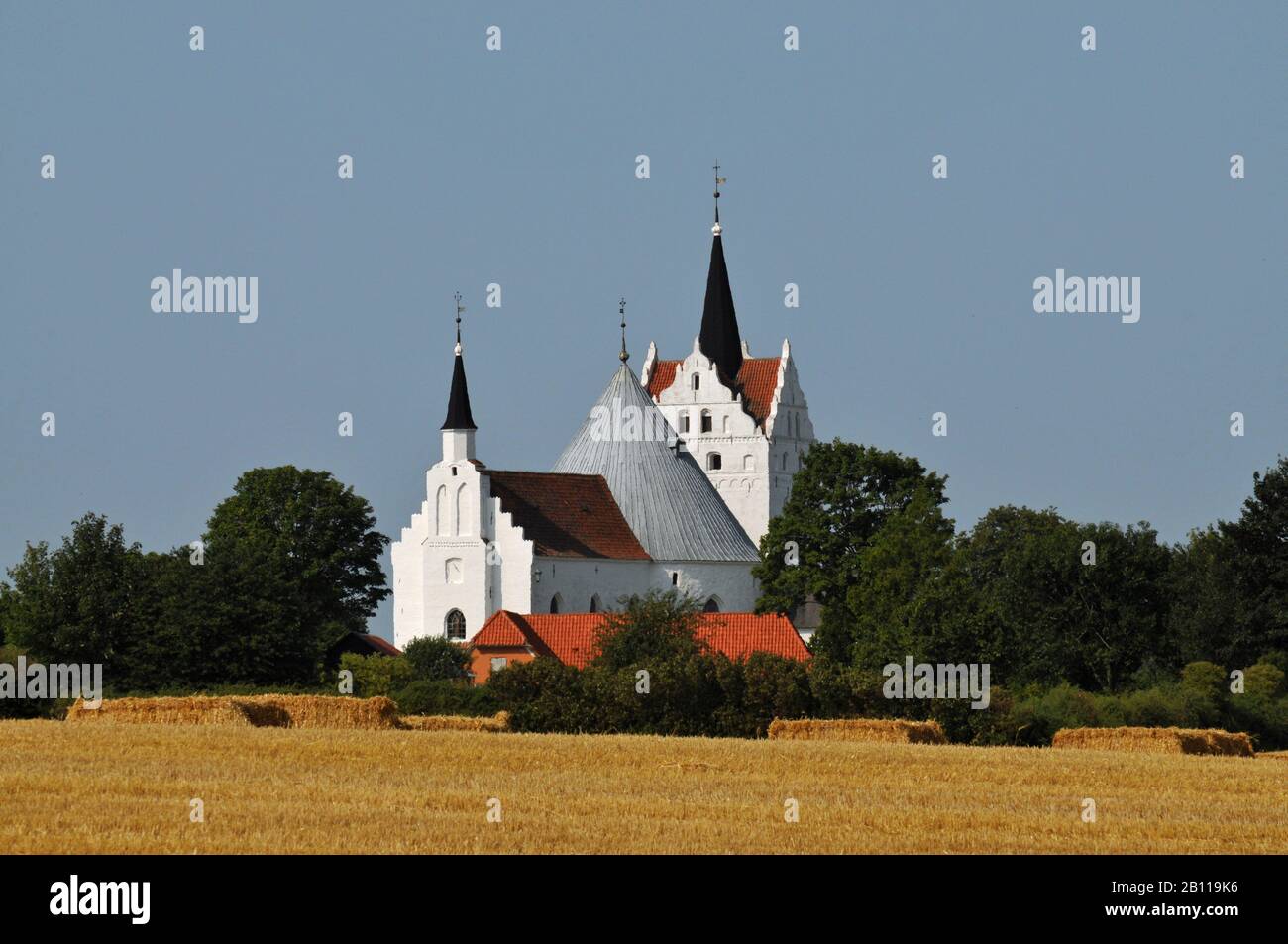 Die mittelalterliche Kirche von Horne auf der ländlichen Insel Fünen (Fyn), Dänemark. Stockfoto