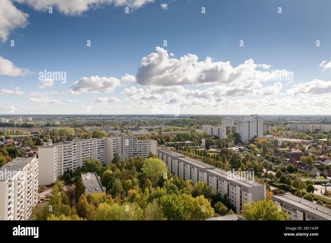 Blick von der Skywalk Marzahner Promenade, Marzahn, Berlin, Deutschland Stockfoto