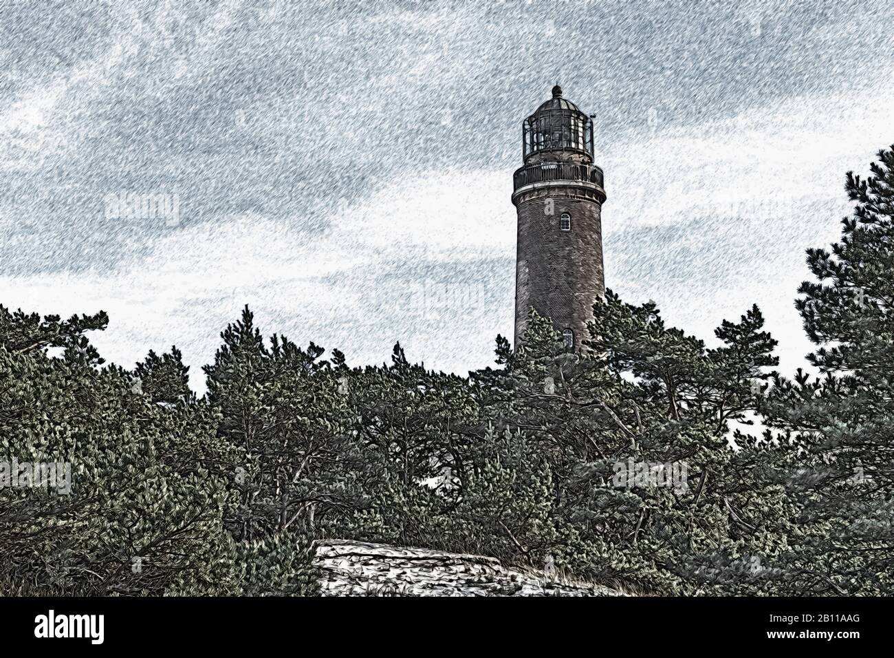 Der Leuchtturm Darsser Ort befindet sich auf der Halbinsel Fischland-Dart-Zingst,  Halbinsel Dart, Mecklenburg-Vorpommern, Deutschland, Europa Stockfotografie  - Alamy