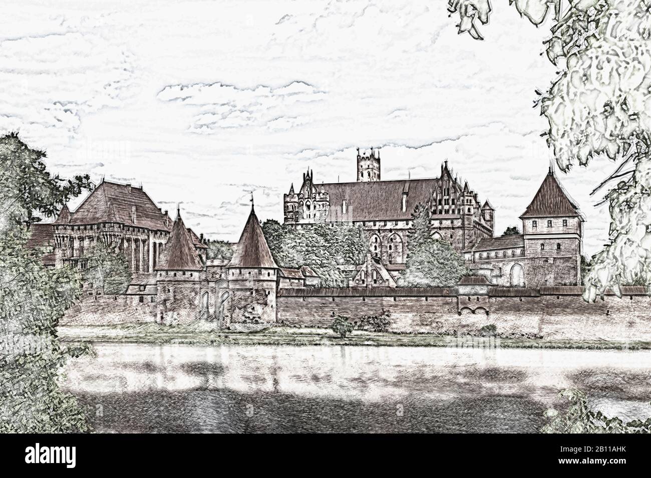 Das Schloss des Deutschen Orden (Zamek w Malborku) war Sitz des Großmeisters des Deutschen Orden, Malbork, Pomerania, Polen, Europa Stockfoto