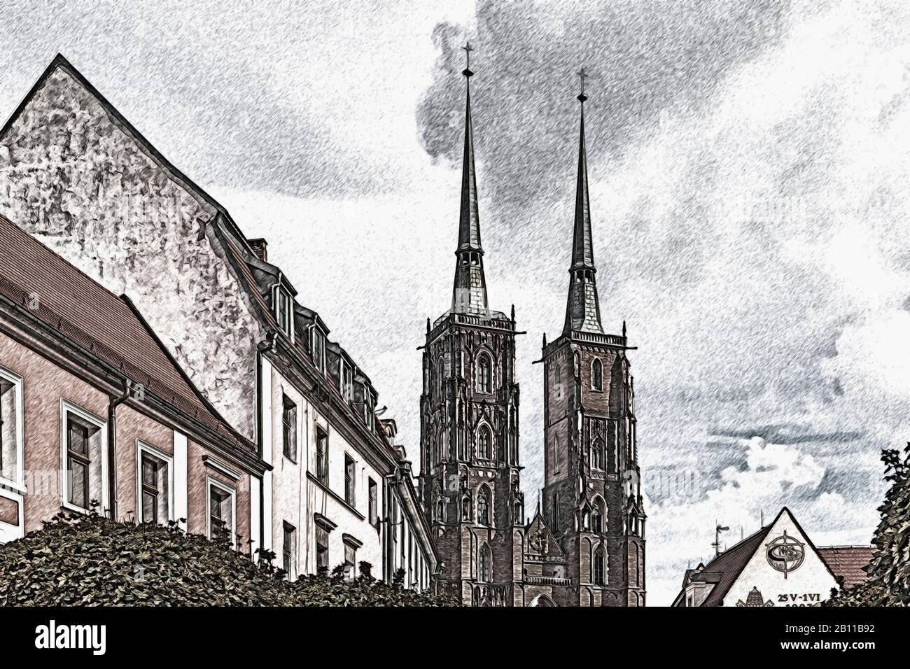 Der Breslauer Dom befindet sich auf der Dominsel (Ostrow Tumski), Wroclaw, untere Woiwodschaft Schlesien, Polen, Europa Stockfoto