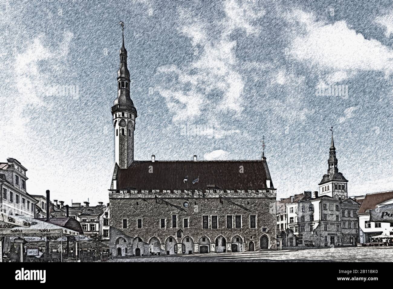 Das Tallinner Rathaus befindet sich in der Altstadt von Tallinn entfernt, die zum UNESCO Weltkulturerbe, Tallinn, Estland, Baltikum, Europa gehört Stockfoto