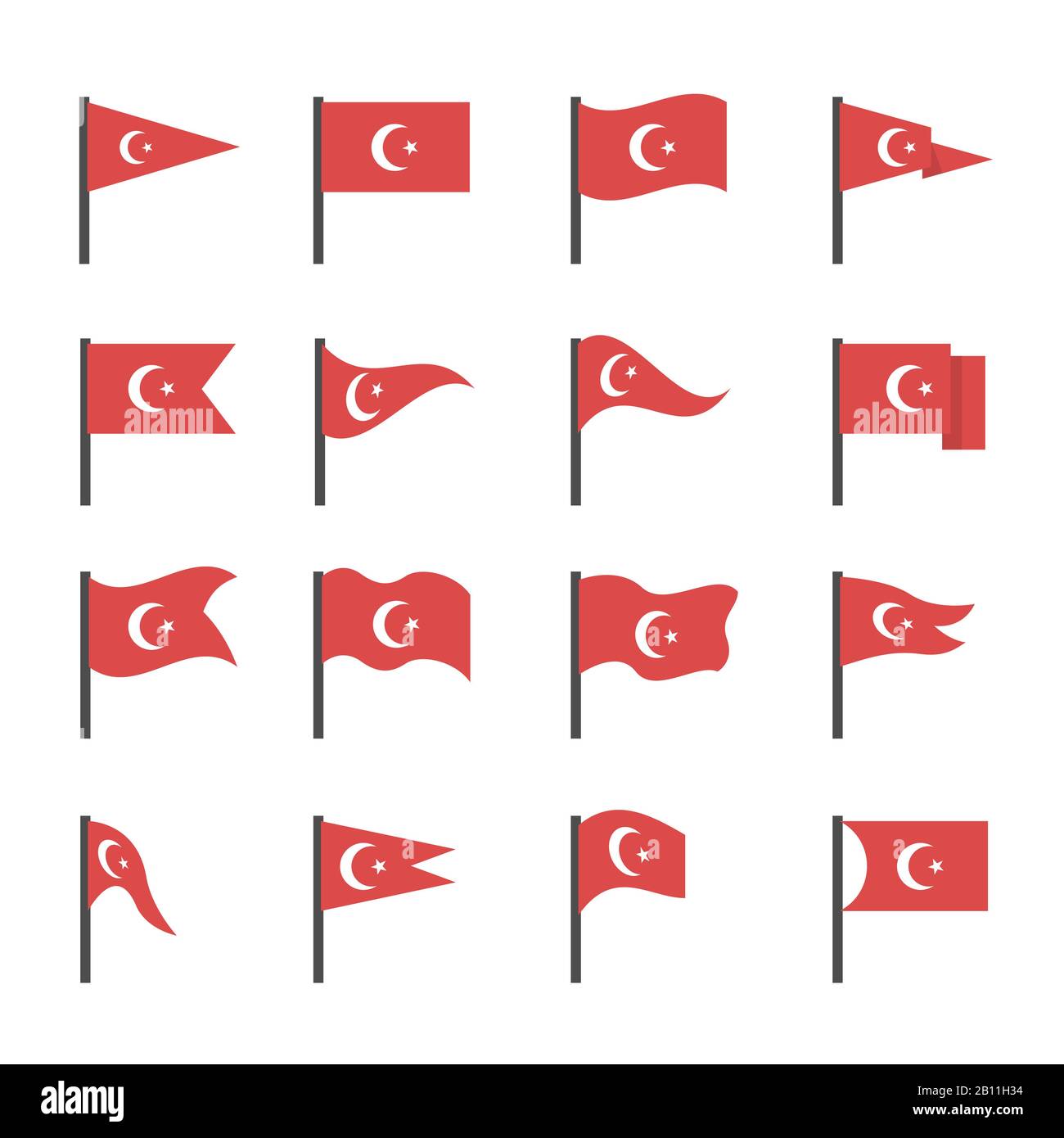 Flagge der Türkei gesetzt. Rote Flaggen, türkisch Stock Vektor