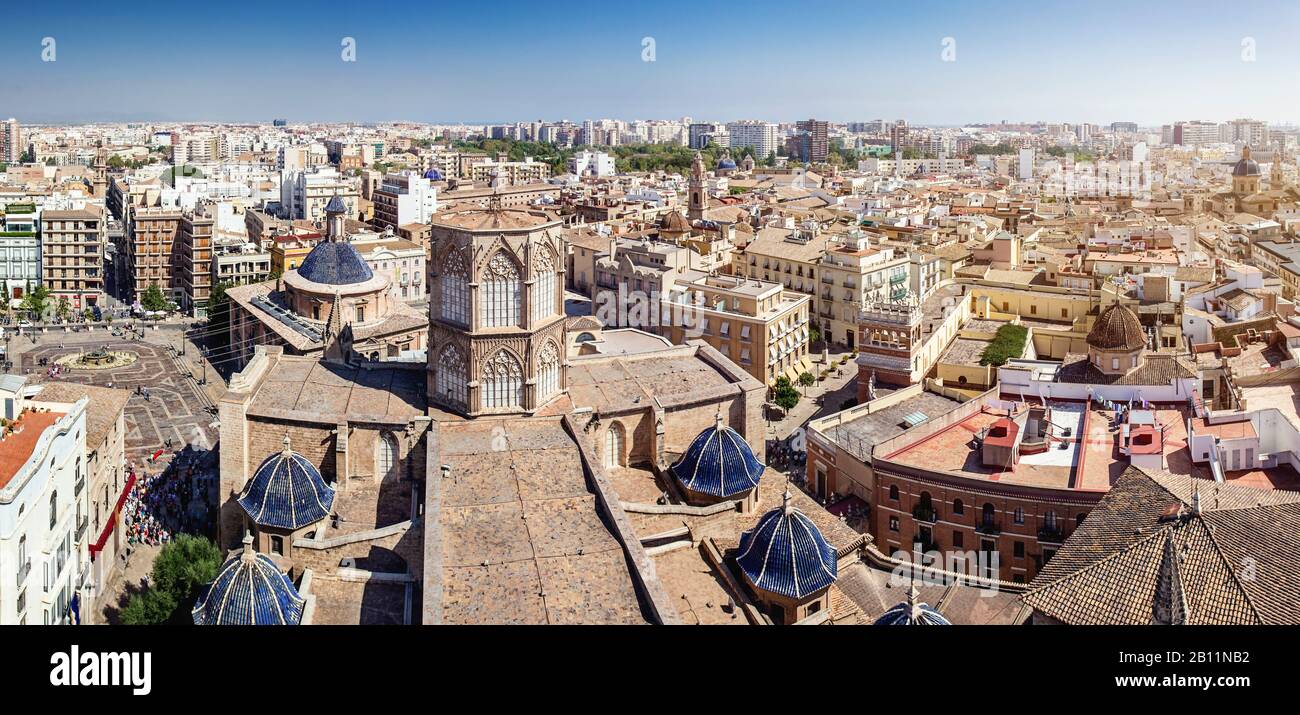 Blick auf das historische Stadtzentrum von Valencia Stockfoto