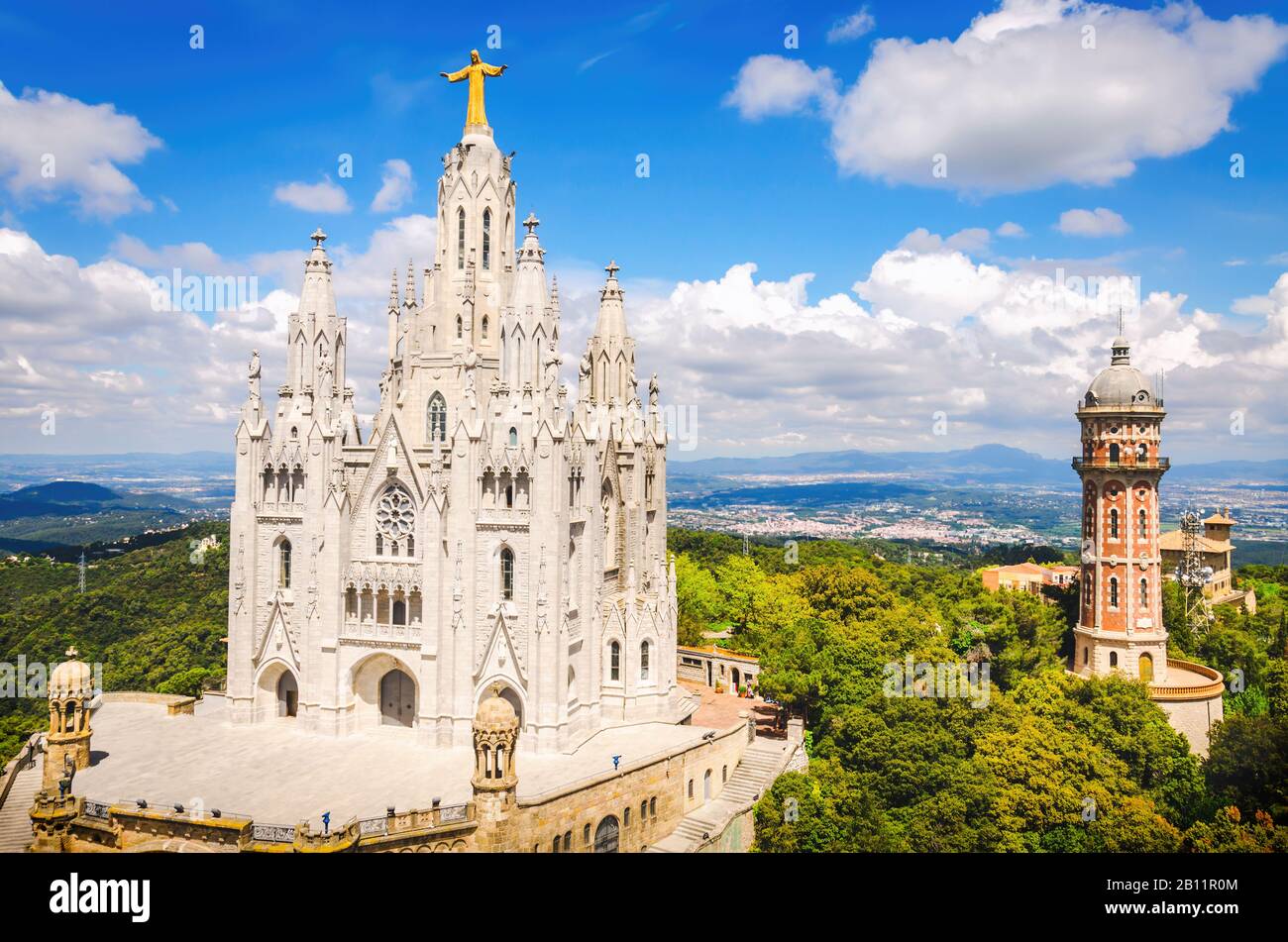 Tempel des Heiligsten Herzens Jesu auf Tibidabo in Barcelona, Spanien Stockfoto