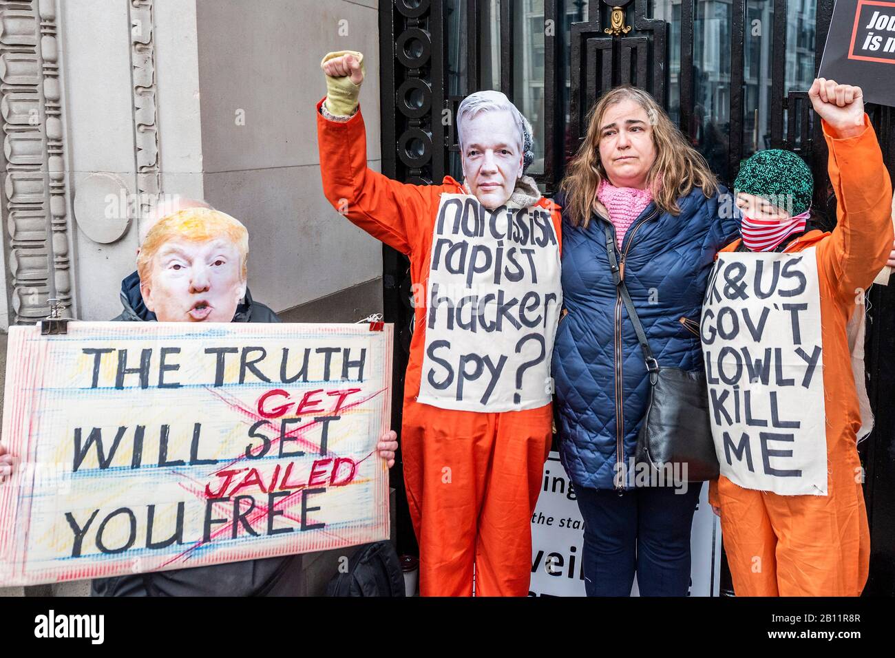 London, Großbritannien. Februar 2020. Nicht An Assange Campaign, march and Rally vom Australia House zum Parliament Square Ausliefern. Assanges komplettes Auslieferungsverfahren beginnt am Montag, 24. Die US-Regierung "sieht Assange wegen der Veröffentlichung der Kriegsberichte in Afghanistan und im Irak ins Gefängnis". Credit: Guy Bell/Alamy Live News Stockfoto