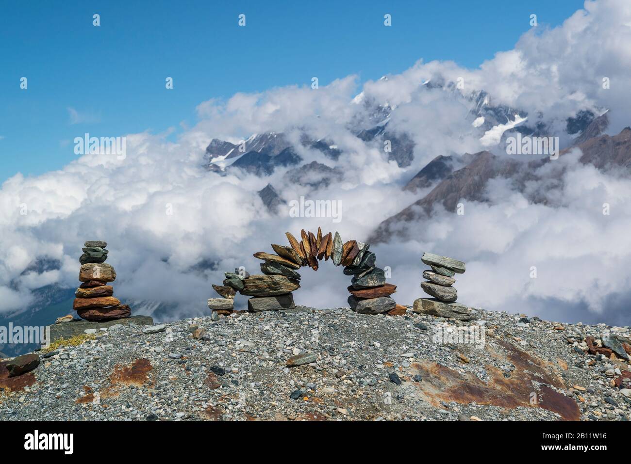 Wegweiser am Matterhorn, Zermatt, Schweiz Stockfoto