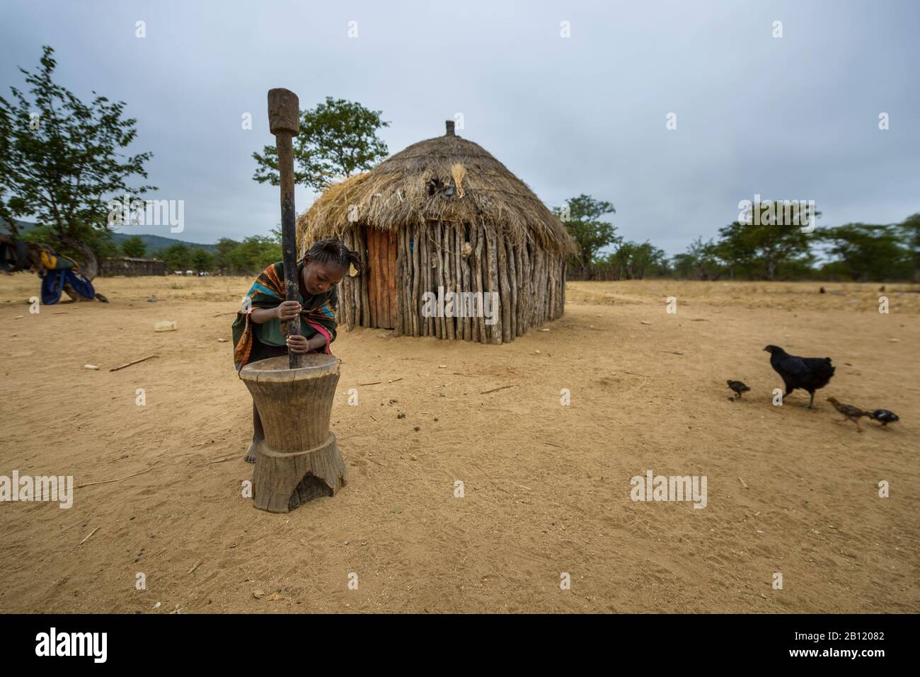 Mädchen, indigene Stammesgruppen in der Provinz von Cunene, in der Provinz von angolanischen, Afrika Stockfoto