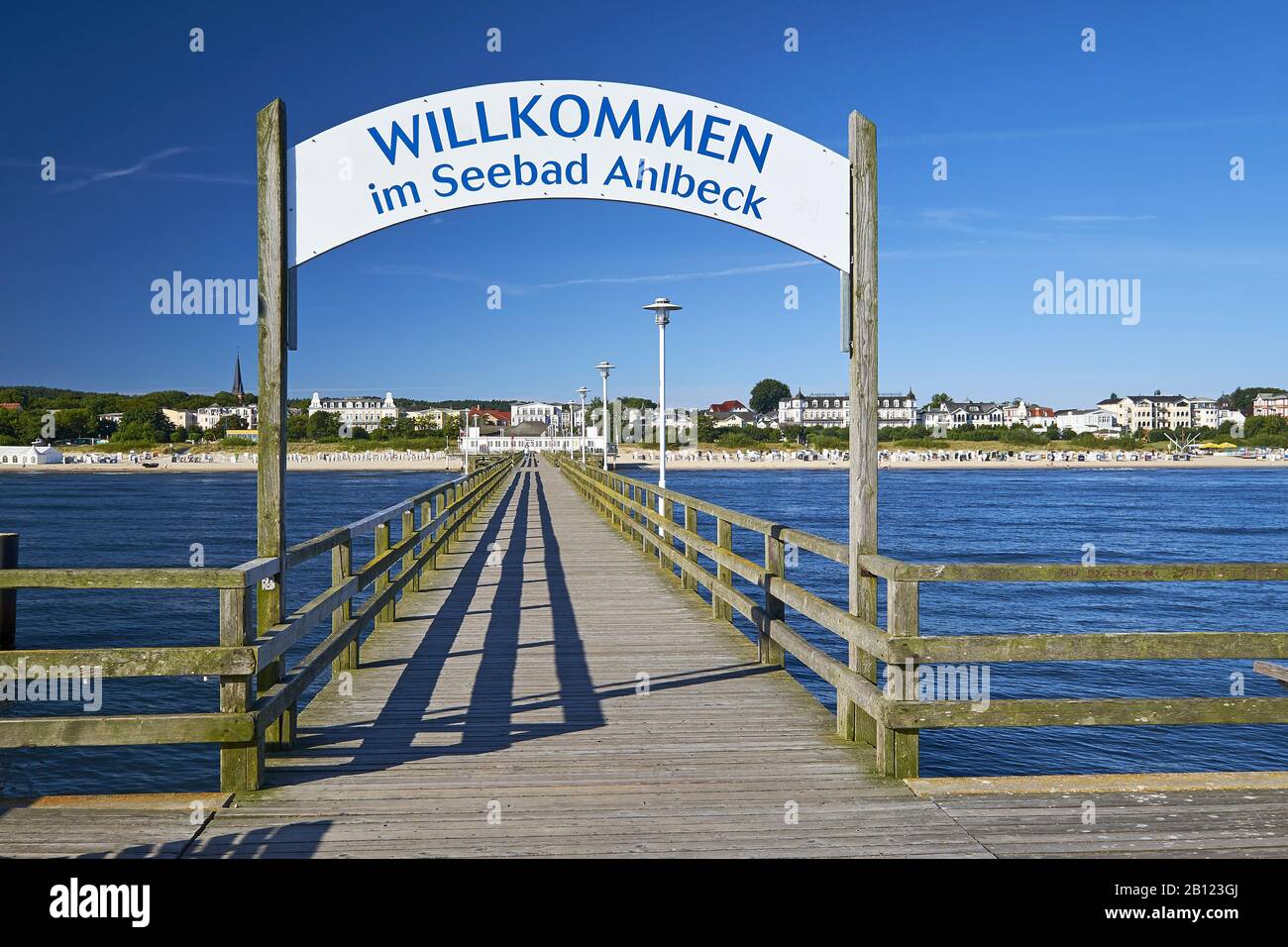 Pier im Ostseebad Ahlbeck, Insel Usedom, Mecklenburg-Vorpommern, Deutschland Stockfoto