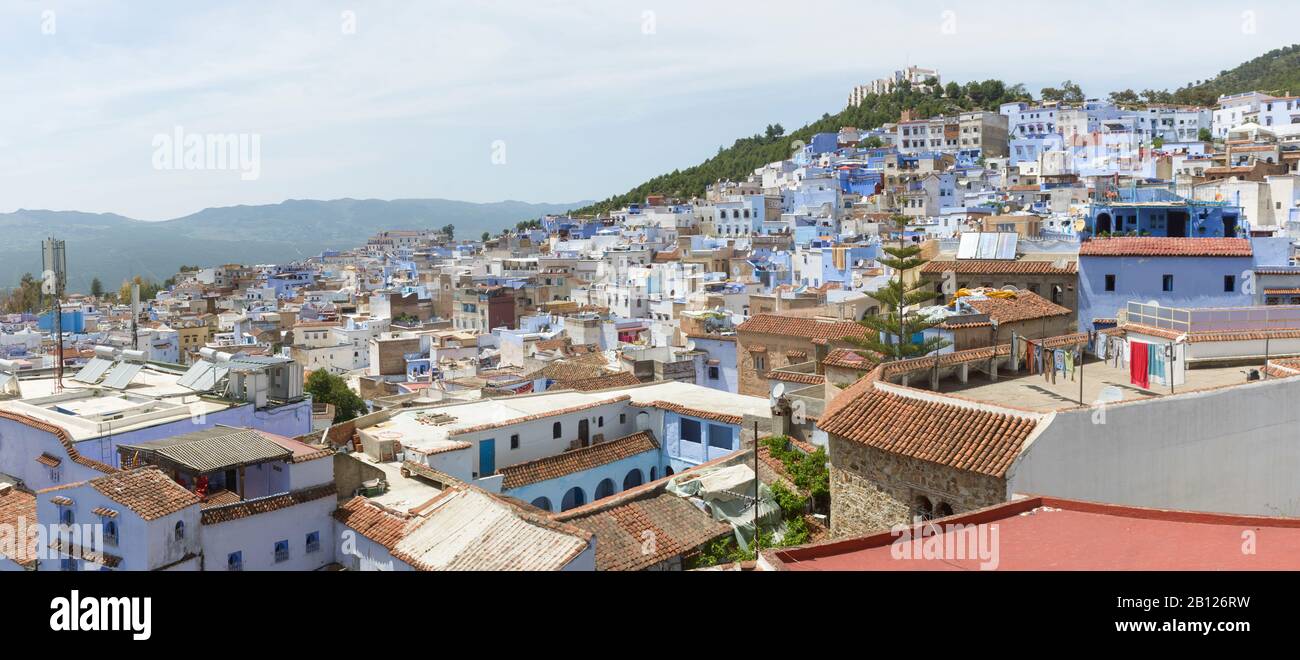 Straßen und Gassen der Medina von Chefchaouen, Marokko Stockfoto