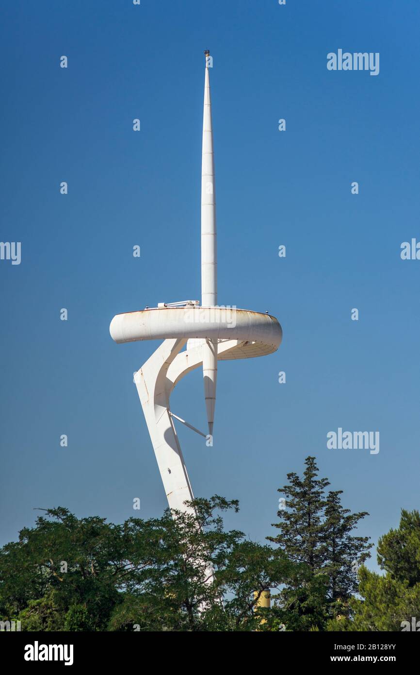 TV-Turm, Montjuic Kommunikation, Architektur von Santiago Calatrava, Olympiapark, Montjuic, Barcelona, Spanien Stockfoto