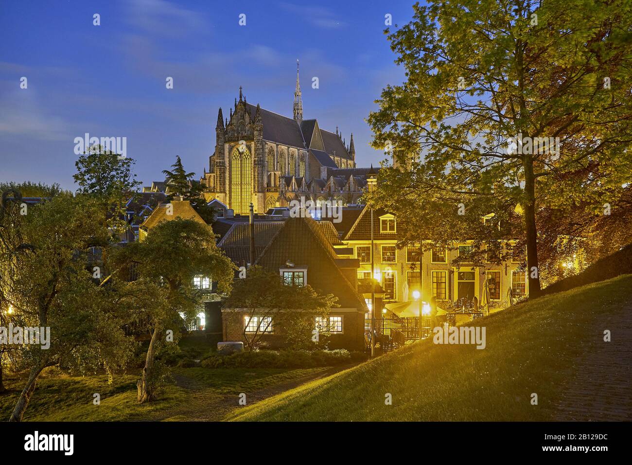 Hooglandse Kerk, Blick von der Burg, Leiden, Südholland, Niederlande Stockfoto