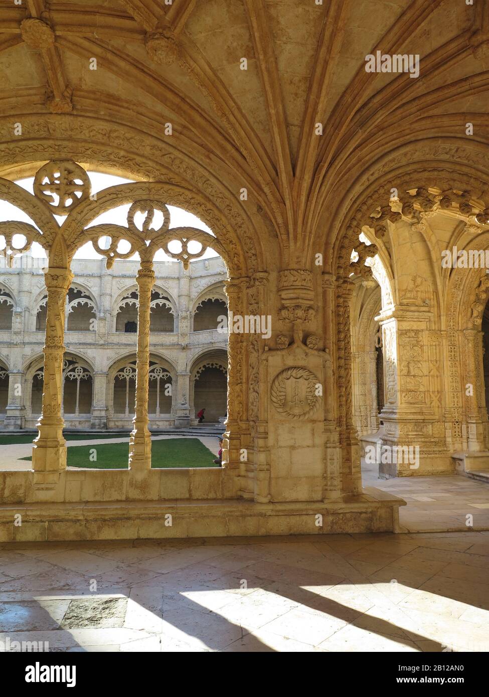 Das Kloster Hieronymus in Belem steht auf der Liste des UNESCO-Welterbes. Das Kloster wurde erbaut, um die Entdeckung der Vasco da Gama Sea Route nach Indien zu würdigen Stockfoto