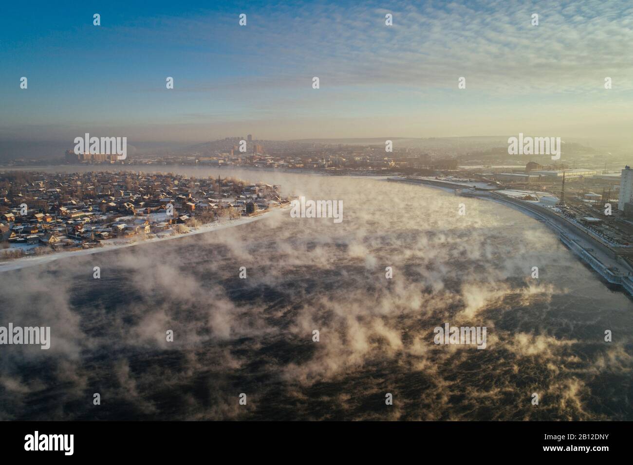 Angara in Irkutsk im Winter, Russland Stockfoto