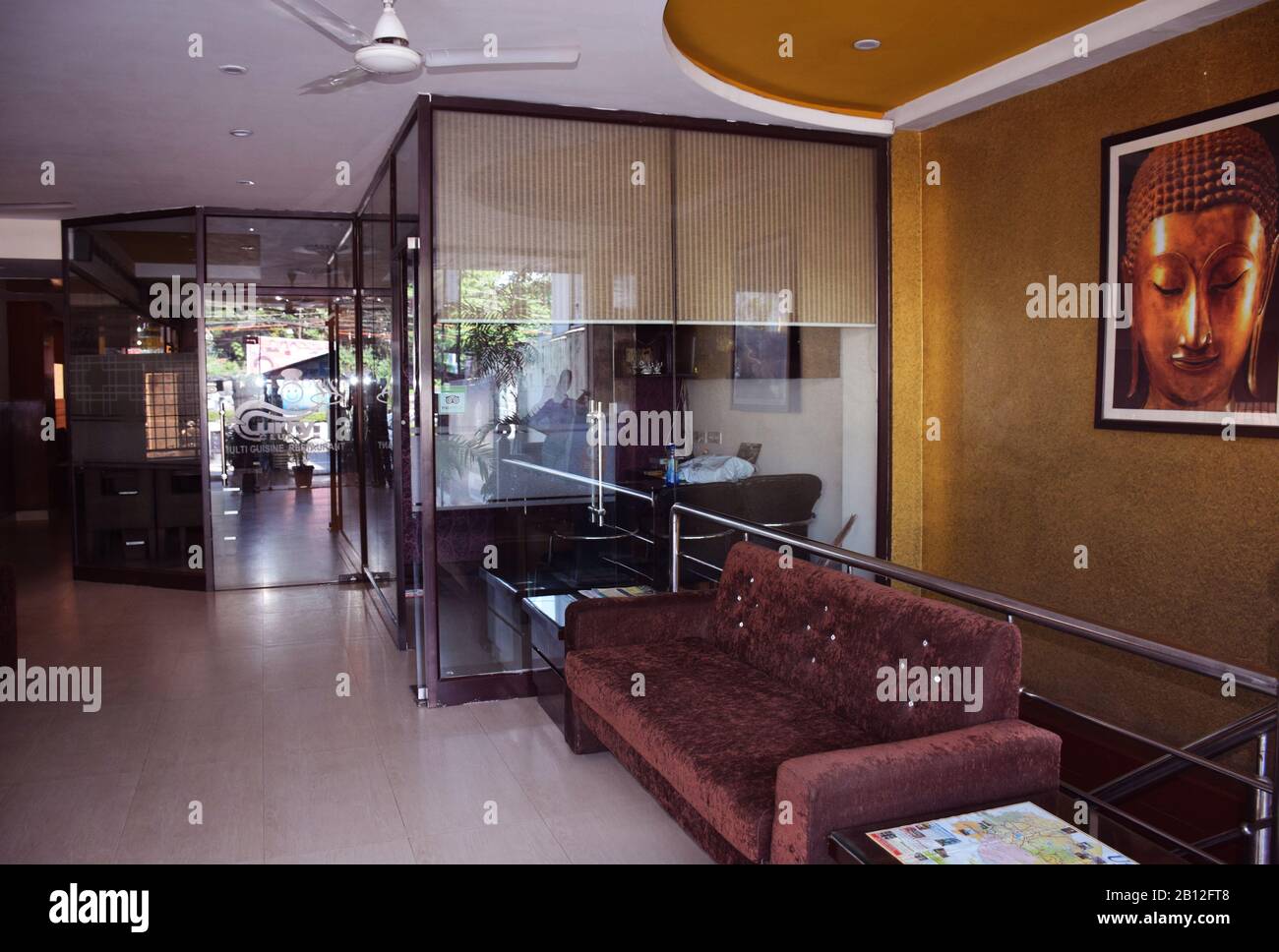 Blick auf eine indische Hotelrezeption Stockfoto