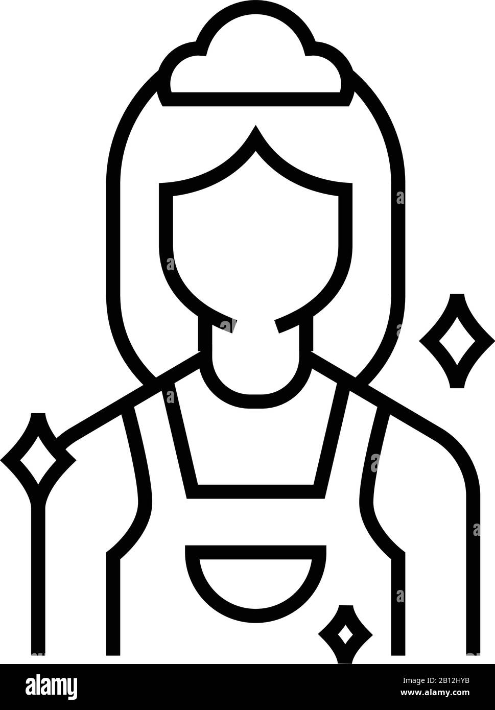 Symbol für Reinigungsfrau, Konzeptschild, Konturvektorabbildung, lineares Symbol. Stock Vektor