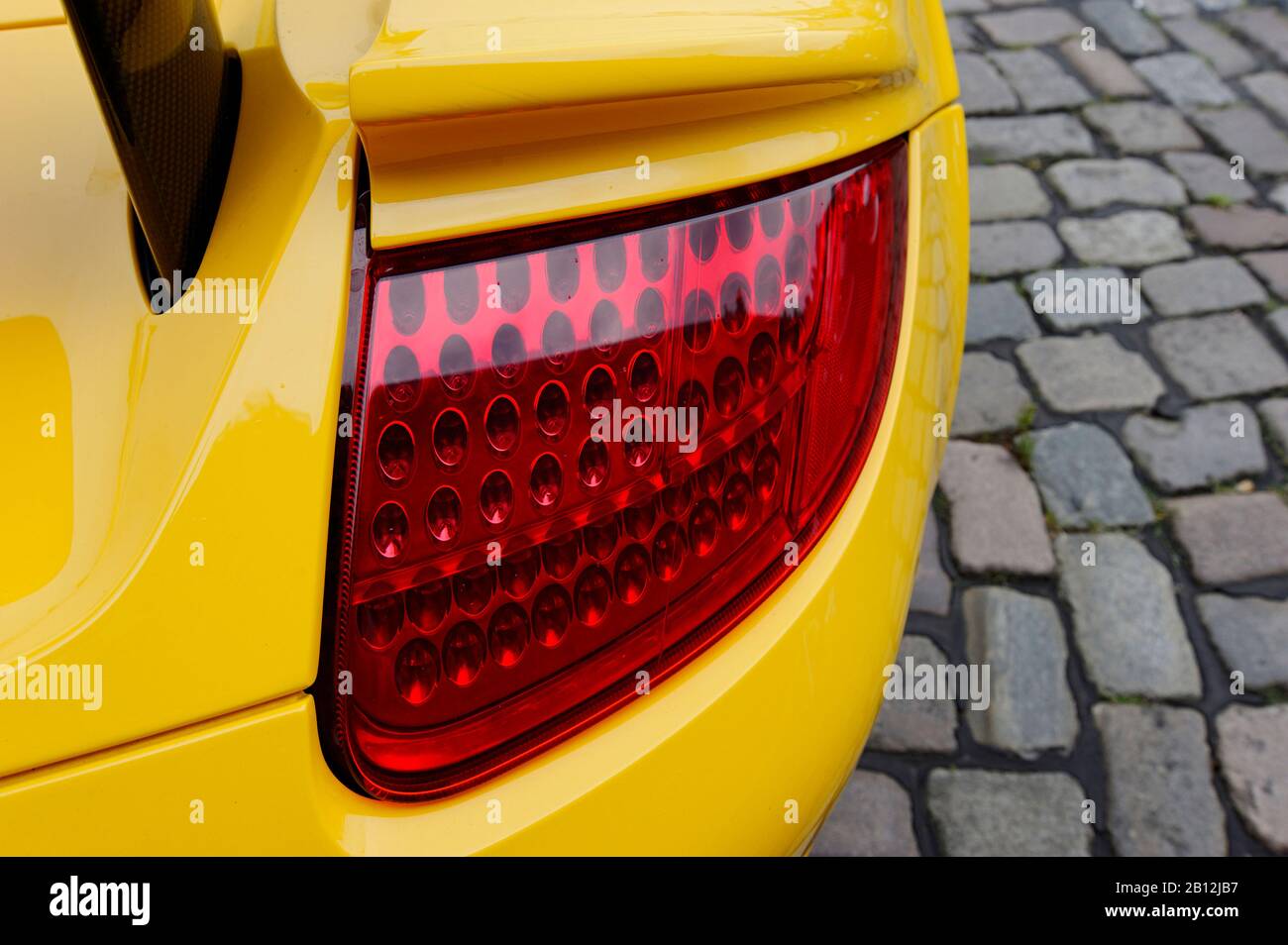 Heckleuchte, Porsche Carrera GT in Gelb, selten, Supercar, Hamburg, Deutschland, EuropaPorsche Stockfoto