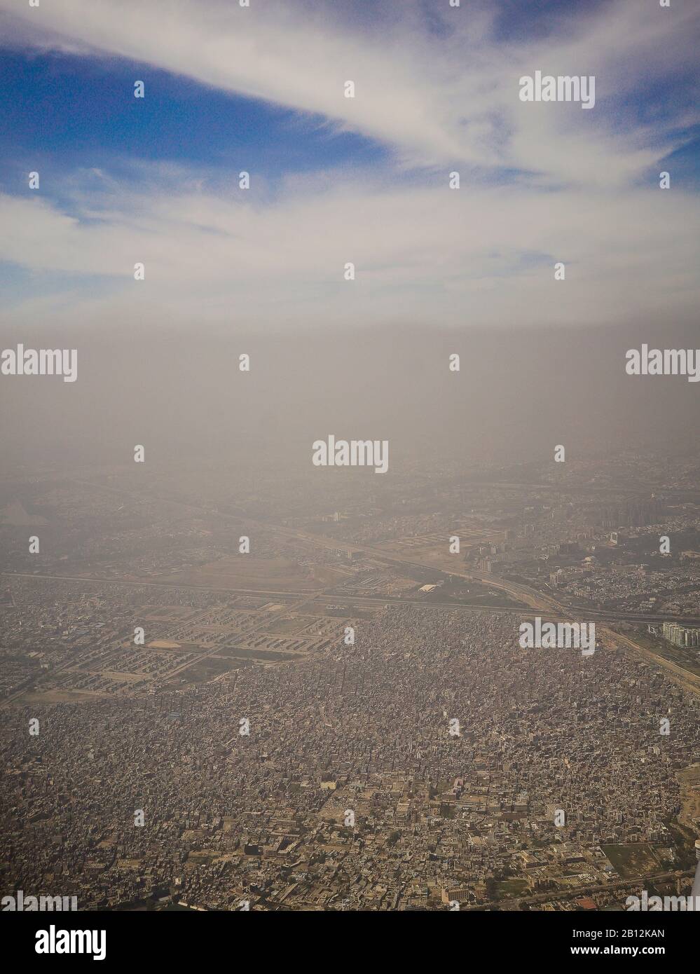 Umweltverschmutzung. Luftaufnahme von Neu-Delhi, Indien Stockfoto