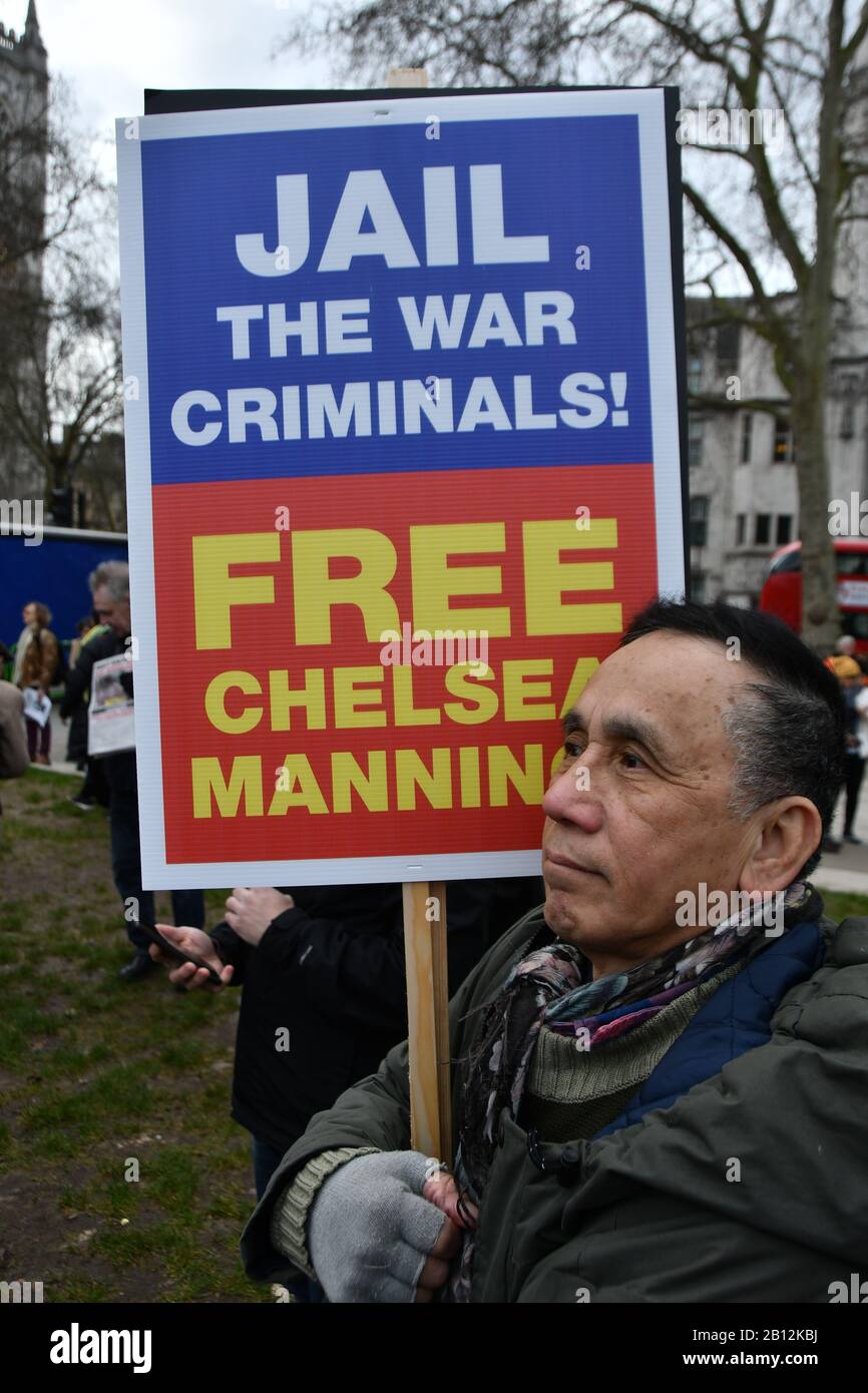 London, Großbritannien. Februar 2020. Hunderter Protest gegen Julian Assange Auslieferung Freie Rede ist keine Verbrechen, am 222. Februar 2020 in London, UK Credit: Picture Capital/Alamy Live News Stockfoto