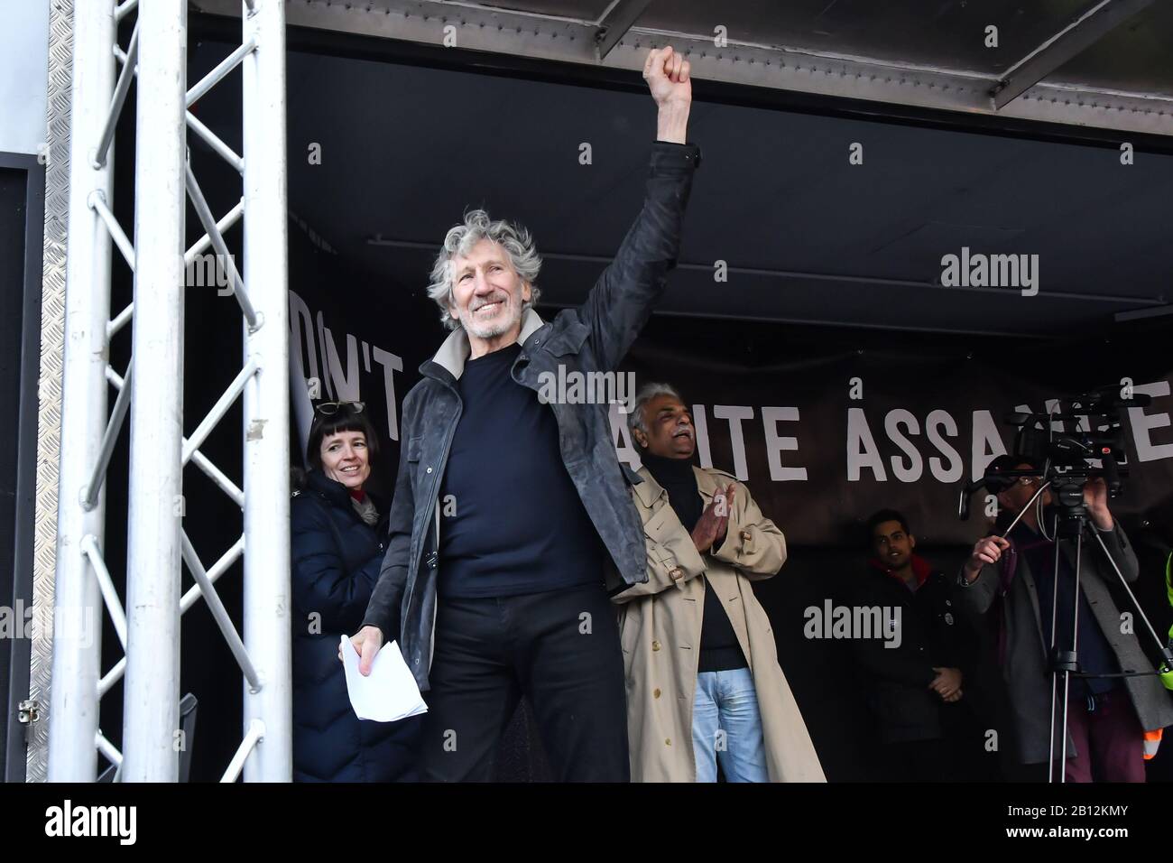 London, Großbritannien. Februar 2020. Roger Waters von Pink Floyd Protest gegen Julian Assange Auslieferung Free Speech ist keine Verbrechen, am 22. Februar 2020 in London, UK Credit: Picture Capital/Alamy Live News Stockfoto