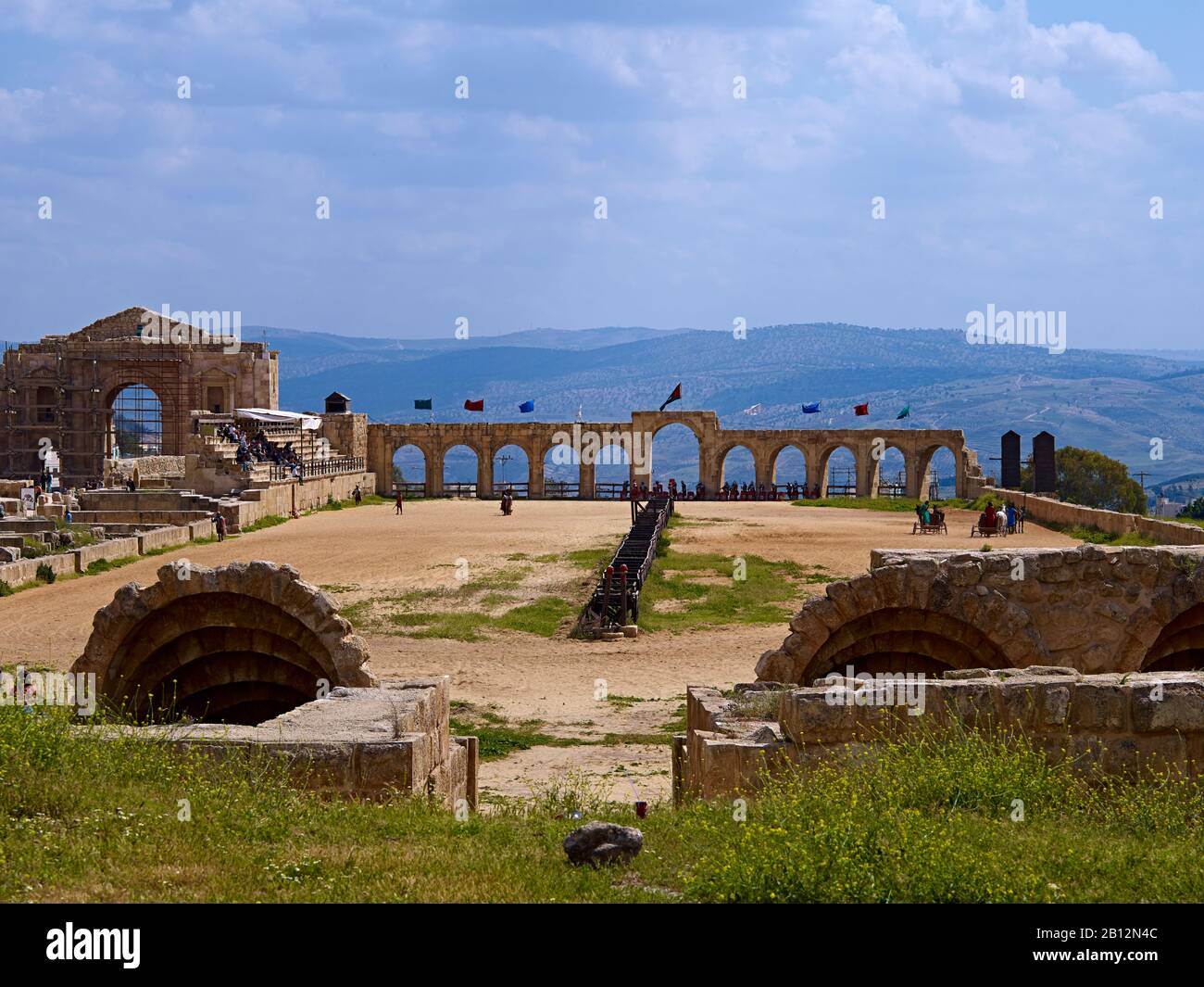 Hippodrom im alten Gerasa oder Jerash, Jordanien, Naher Osten Stockfoto