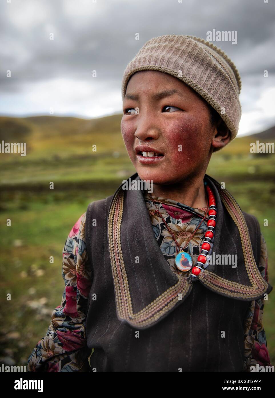 Tibetische Kinder, Provinz Kham, abgelegenes tibetisches Plateau Stockfoto