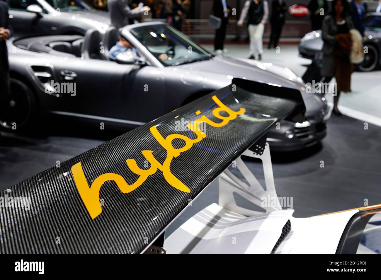 Porsche 911 GT3 R Hybrid, internationaler Automobilsalon Genf 2011, Genf, Schweiz, Europa Stockfoto