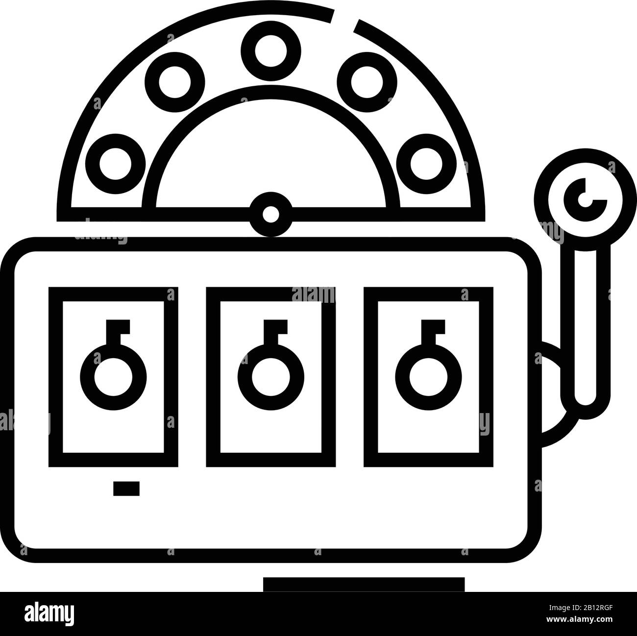 Casino-Liniensymbol, Konzeptzeichen, Outline-Vektordarstellung, lineares Symbol. Stock Vektor