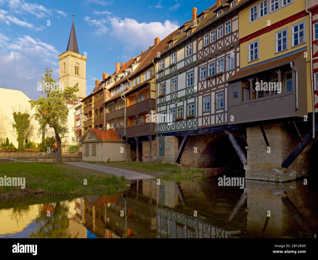 Kraemerbrücke und St.-Ägidien-Kirche, Erfurt, Thüringen, Deutschland Stockfoto