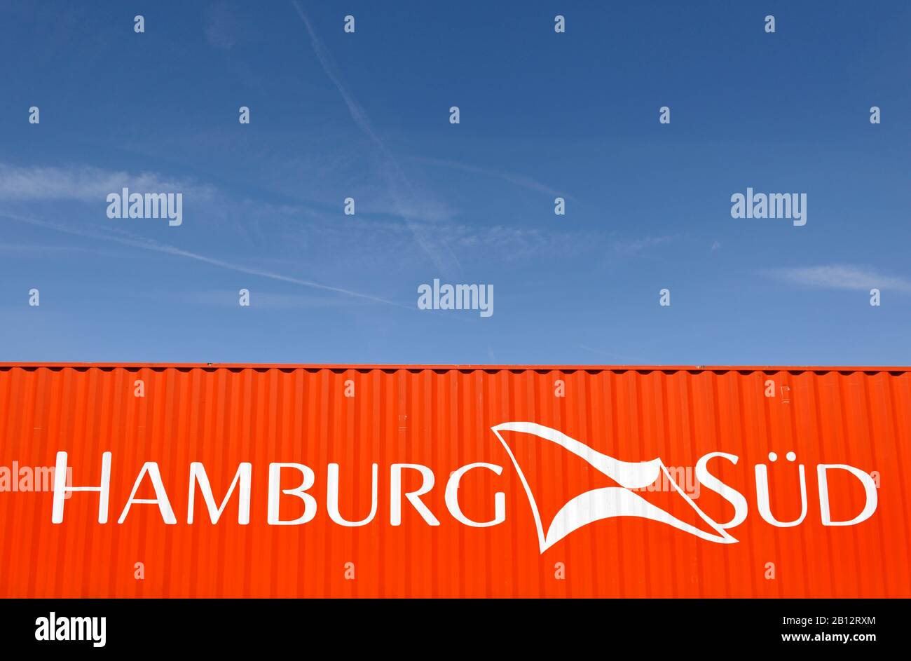 Container mit Hamburg South Logo Stockfoto