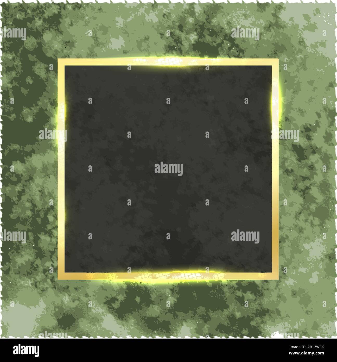Quadratischer Goldrahmen mit Glanz auf einem Vintage-Grunge-Hintergrund. Stock Vektor
