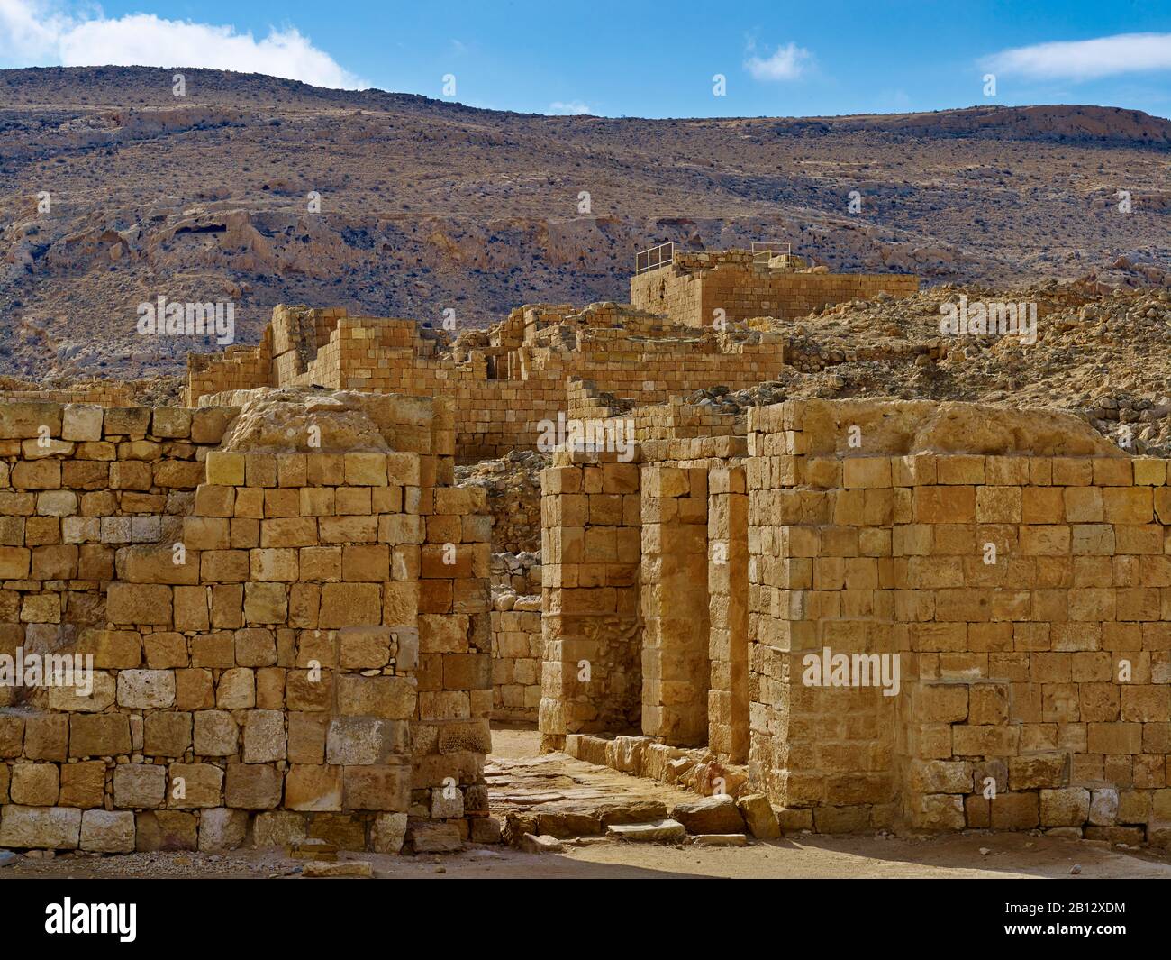 Tor und Turm der Siedlung Nabatäer Mamshit an der Räucherstraße Negev, Israel Stockfoto