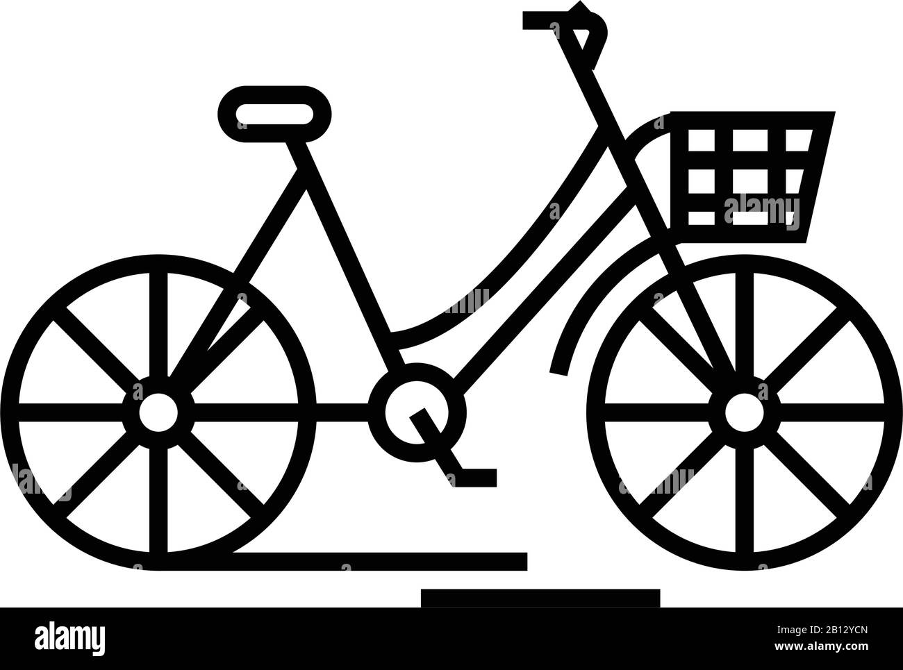 Symbol für die Fahrradlinie in der Stadt, Konzeptschild, Vektorgrafiken in der Umrisse, lineares Symbol. Stock Vektor