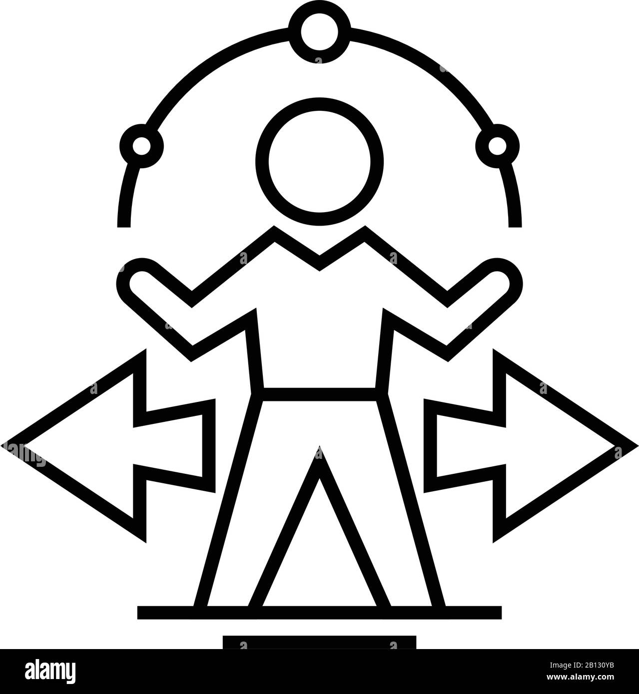 Symbol für comicierte Aufgaben, Konzeptzeichen, Konturvektorabbildung, lineares Symbol. Stock Vektor