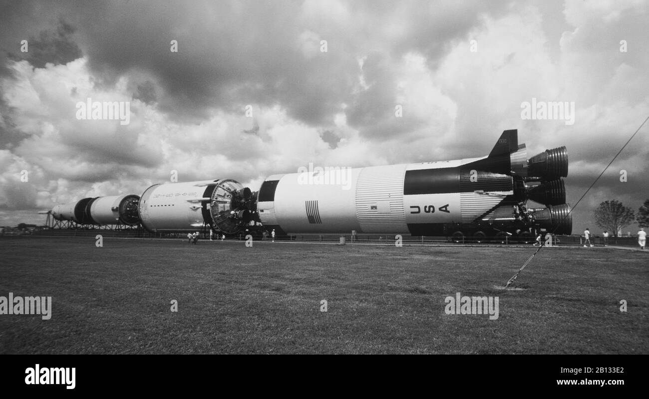 Saturn V-Rakete in Houston, Texas Space Center in den USA ausgestellt Stockfoto