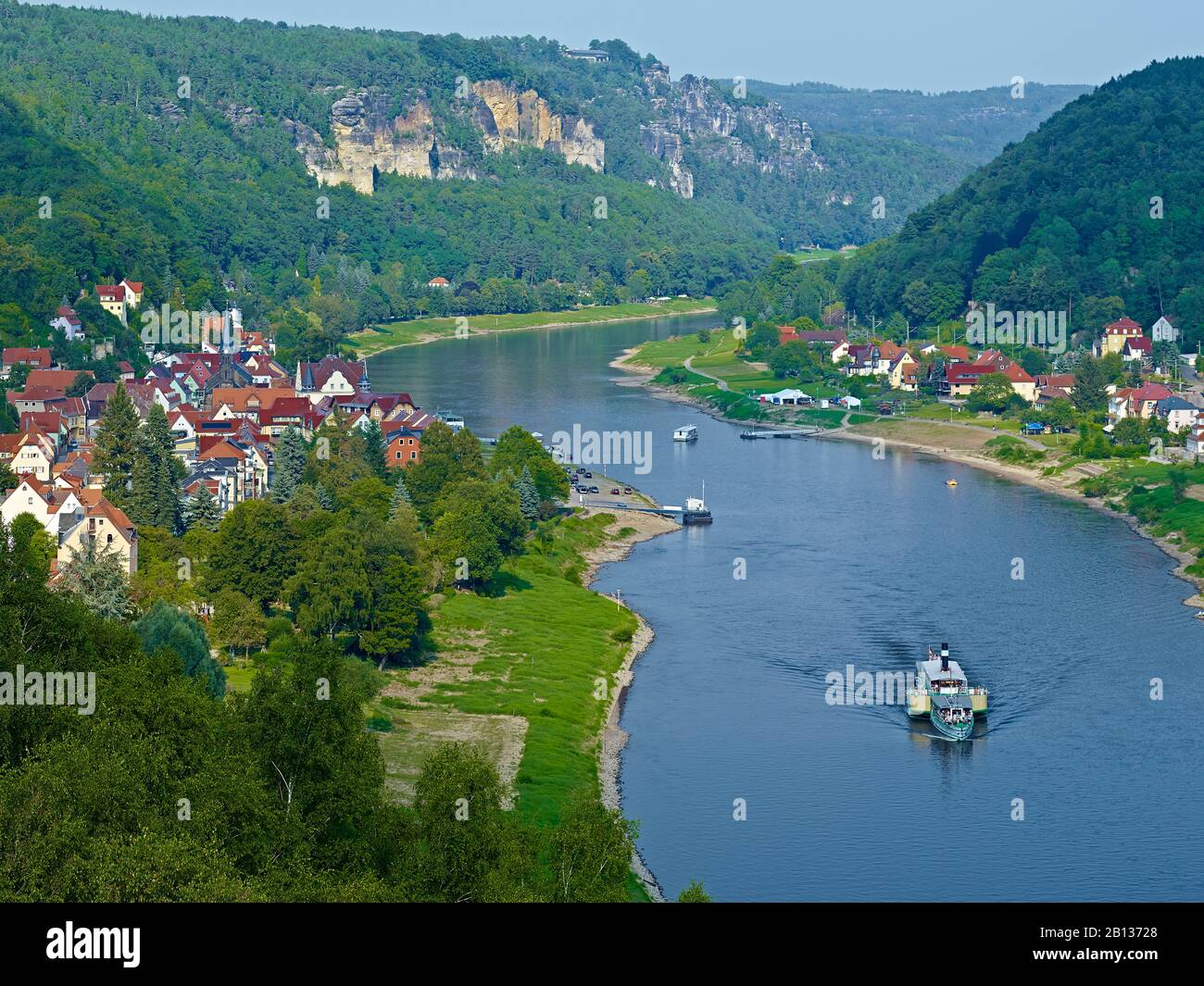 Wilke Aussicht auf Wehlen mit Bastei, Sächsischen Schweiz, Sachsen, Deutschland Stockfoto