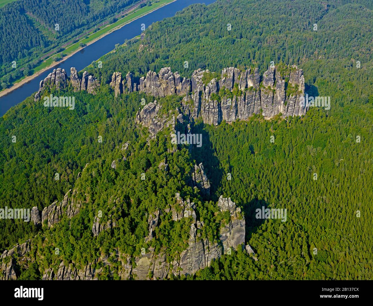 Schrammsteine in Bad Schandau, Schweiz-Ost-Erzgebirge, Sachsen, Deutschland Stockfoto