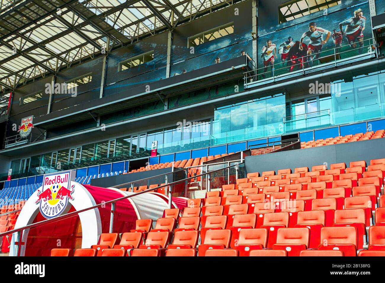 Bei den Tribunen der FC Red Bulls Arena, Salzburg Stockfoto