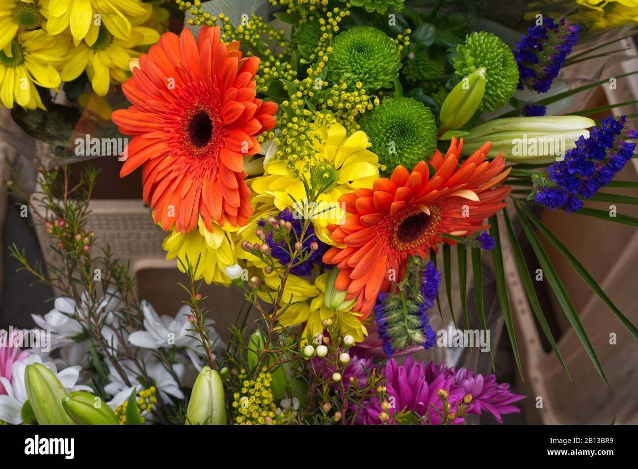 Blumenstrauß zum Verkauf am Wells Market Square Stockfoto