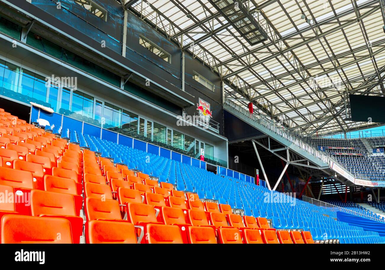 Bei den Tribunen der FC Red Bulls Arena, Salzburg Stockfoto