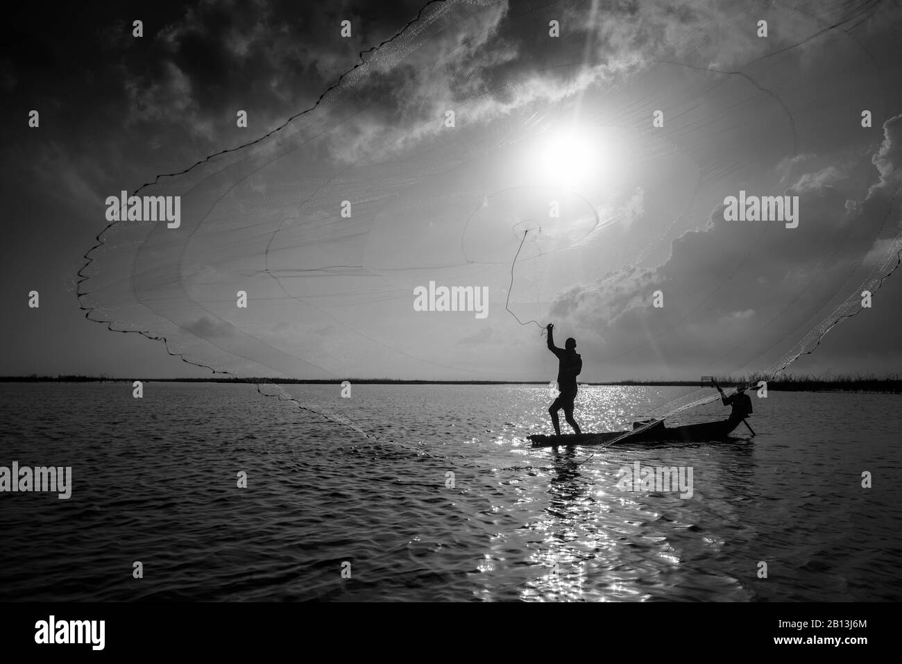Fischer des schwimmenden Dorfes Ganvi√ ©, Benin, Afrika Stockfoto